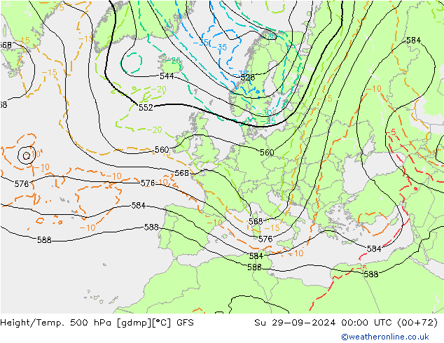 Z500/Rain (+SLP)/Z850 GFS Вс 29.09.2024 00 UTC