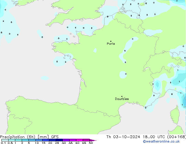 Z500/Rain (+SLP)/Z850 GFS Th 03.10.2024 00 UTC