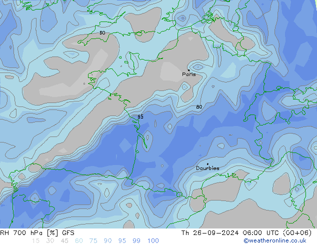 RH 700 hPa GFS September 2024