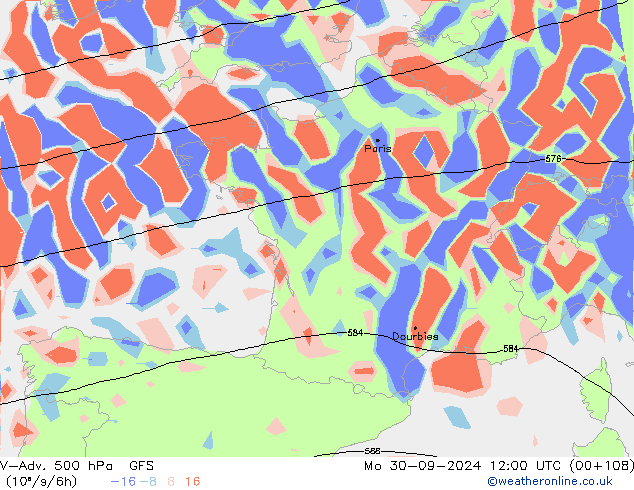 V-Adv. 500 hPa GFS lun 30.09.2024 12 UTC