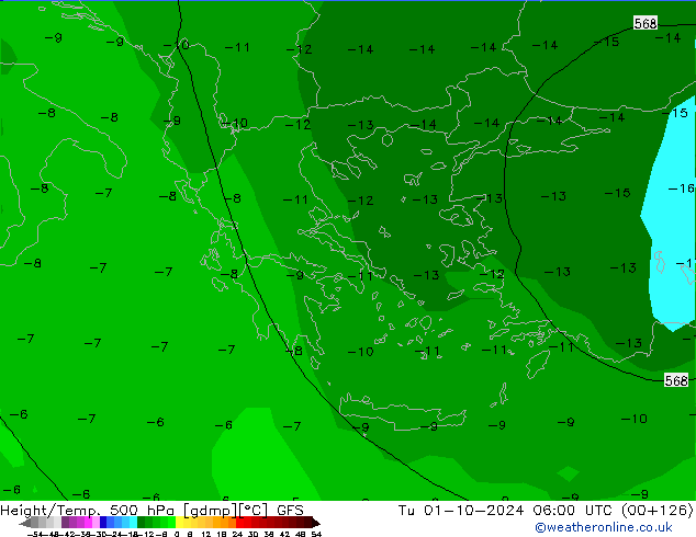 Height/Temp. 500 hPa GFS  01.10.2024 06 UTC