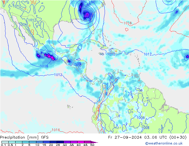 Precipitazione GFS ven 27.09.2024 06 UTC