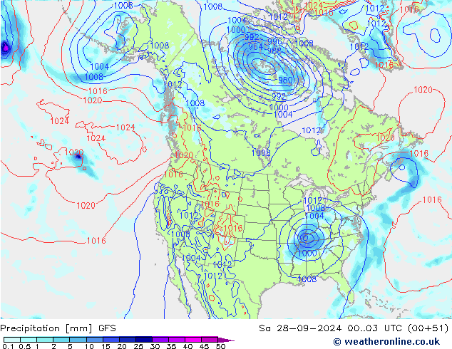 Precipitation GFS Sa 28.09.2024 03 UTC