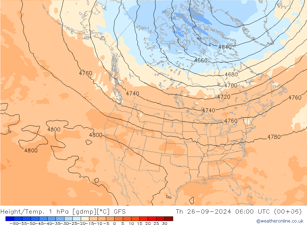 Height/Temp. 1 гПа GFS чт 26.09.2024 06 UTC