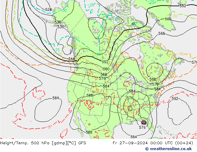 Z500/Rain (+SLP)/Z850 GFS pt. 27.09.2024 00 UTC