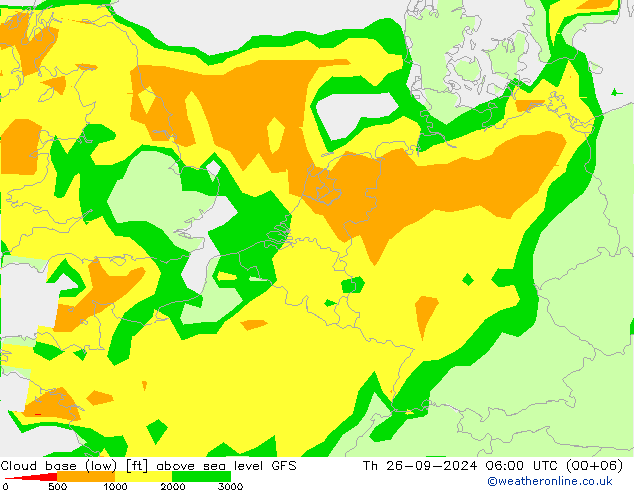 Cloud base (low) GFS jeu 26.09.2024 06 UTC