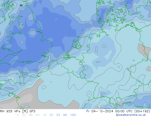 RH 925 hPa GFS ven 04.10.2024 00 UTC