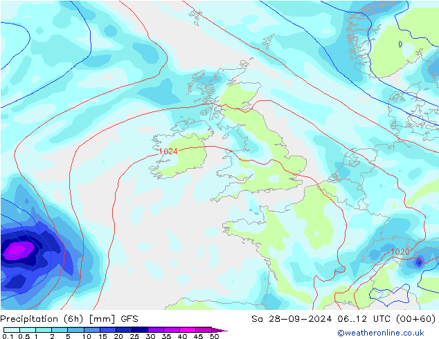 Z500/Rain (+SLP)/Z850 GFS Sa 28.09.2024 12 UTC