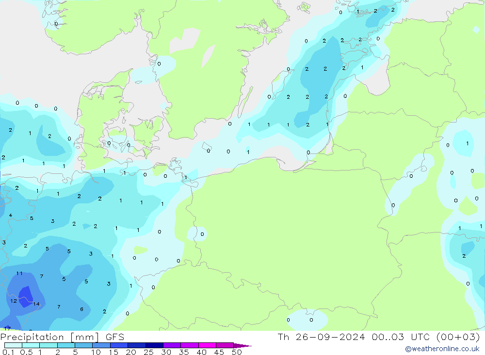 Précipitation GFS jeu 26.09.2024 03 UTC