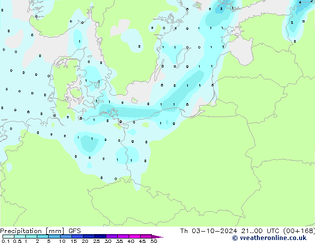 осадки GFS чт 03.10.2024 00 UTC