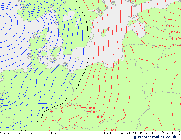 GFS: Út 01.10.2024 06 UTC