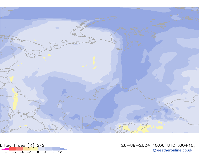 Lifted Index GFS Th 26.09.2024 18 UTC