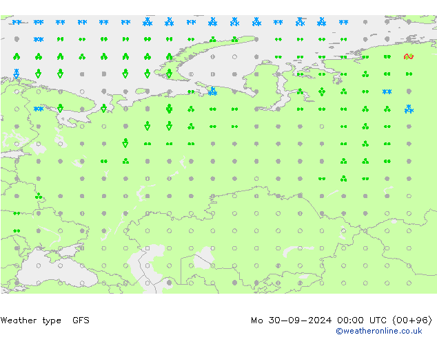 Weather type GFS Mo 30.09.2024 00 UTC