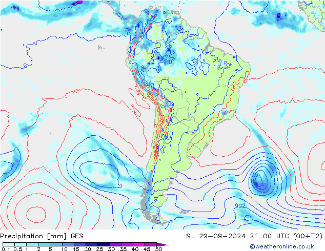 Precipitation GFS Su 29.09.2024 00 UTC