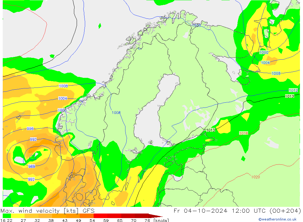 Max. wind velocity GFS  04.10.2024 12 UTC