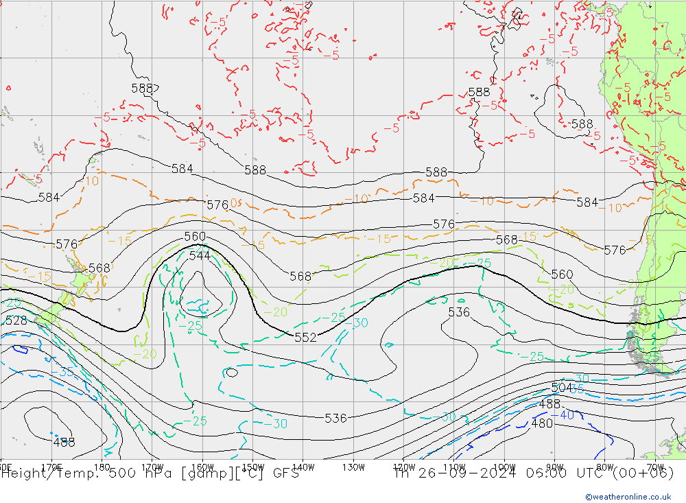 Z500/Rain (+SLP)/Z850 GFS jeu 26.09.2024 06 UTC