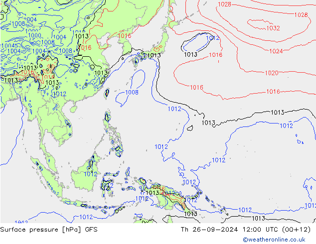 Surface pressure GFS Th 26.09.2024 12 UTC