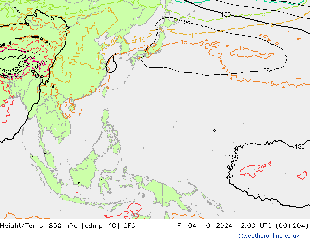 Z500/Rain (+SLP)/Z850 GFS Sex 04.10.2024 12 UTC