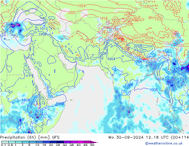 Z500/Rain (+SLP)/Z850 GFS Mo 30.09.2024 18 UTC