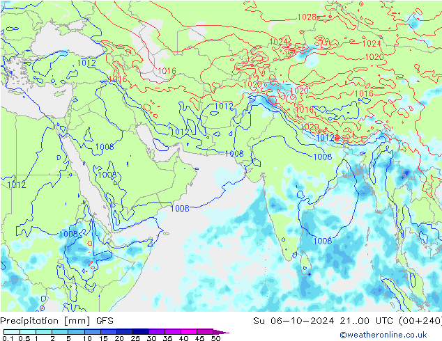 Neerslag GFS zo 06.10.2024 00 UTC