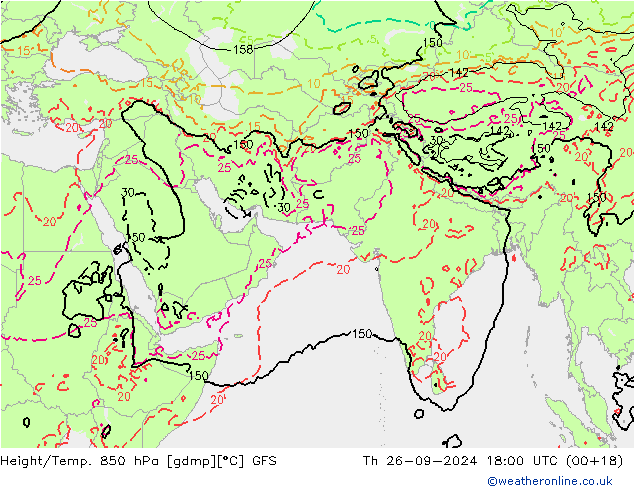 Z500/Rain (+SLP)/Z850 GFS чт 26.09.2024 18 UTC