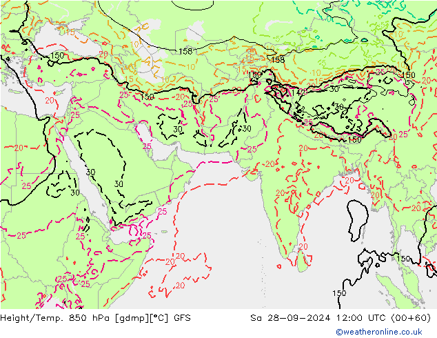 Z500/Yağmur (+YB)/Z850 GFS Cts 28.09.2024 12 UTC