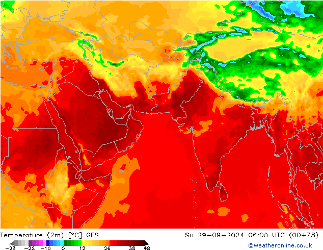 mapa temperatury (2m) GFS nie. 29.09.2024 06 UTC