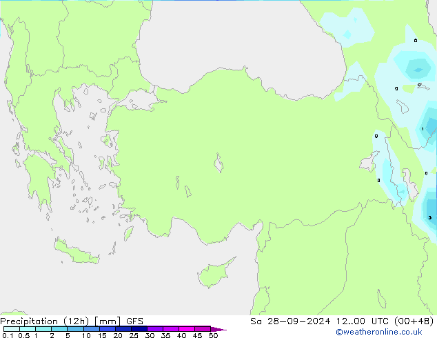 Precipitation (12h) GFS Sa 28.09.2024 00 UTC