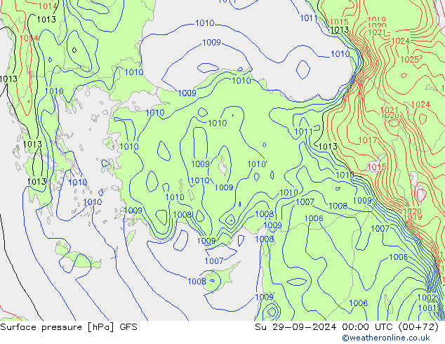 Surface pressure GFS Su 29.09.2024 00 UTC