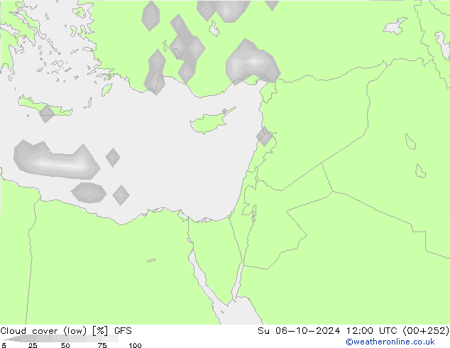 Nubes bajas GFS dom 06.10.2024 12 UTC