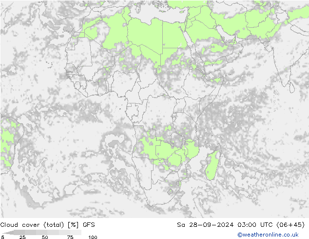 nuvens (total) GFS Sáb 28.09.2024 03 UTC