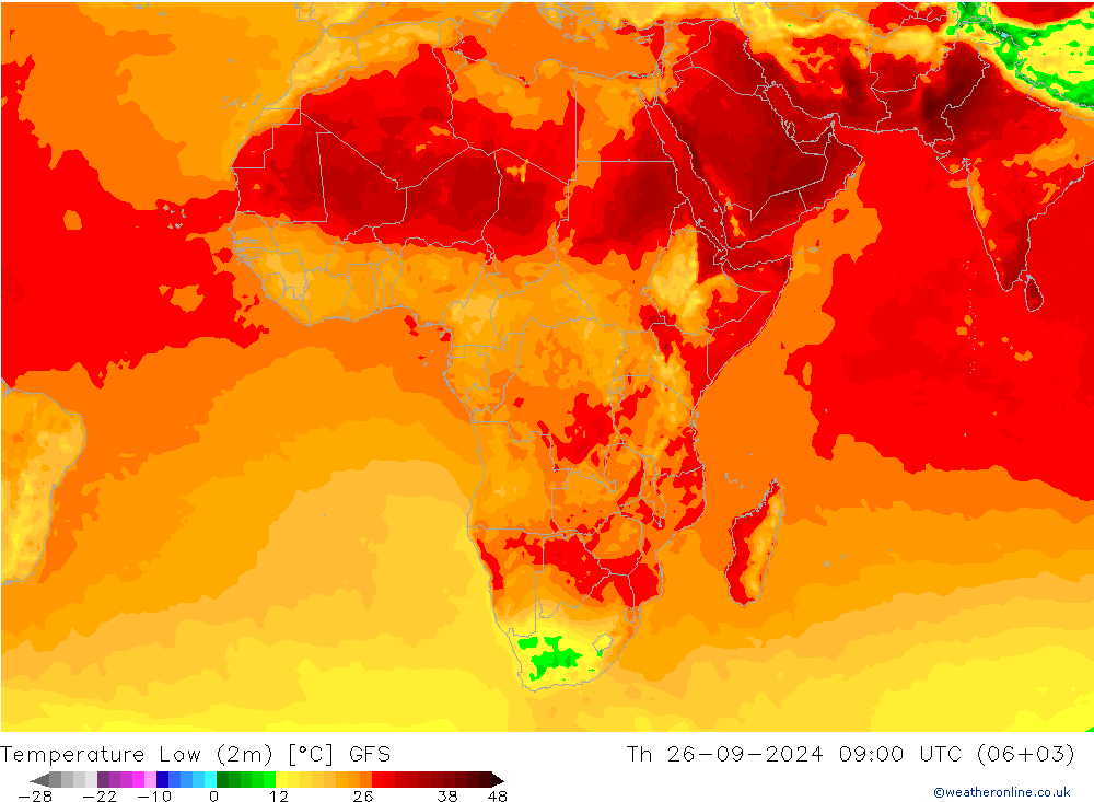 Temp. minima (2m) GFS gio 26.09.2024 09 UTC