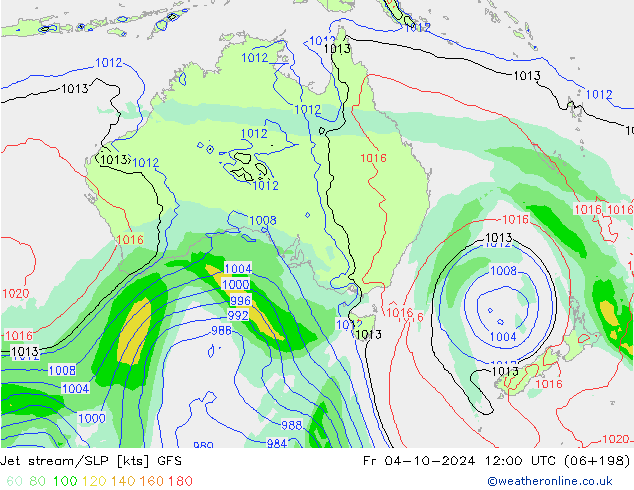 Jet stream/SLP GFS Fr 04.10.2024 12 UTC