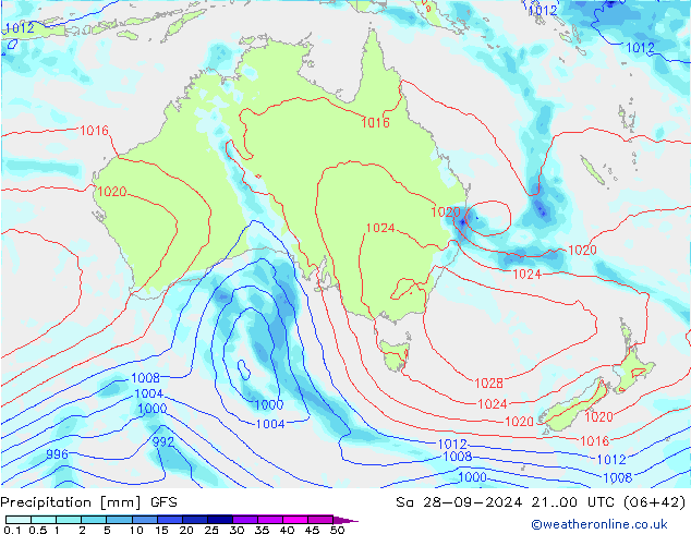 осадки GFS сб 28.09.2024 00 UTC