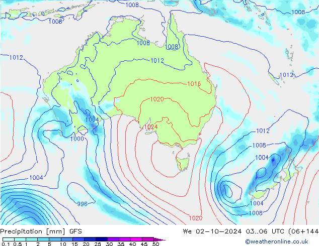 Precipitation GFS We 02.10.2024 06 UTC