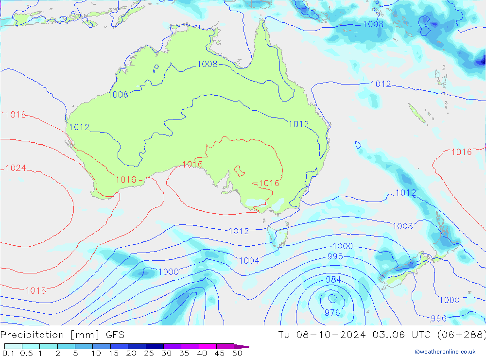 осадки GFS вт 08.10.2024 06 UTC