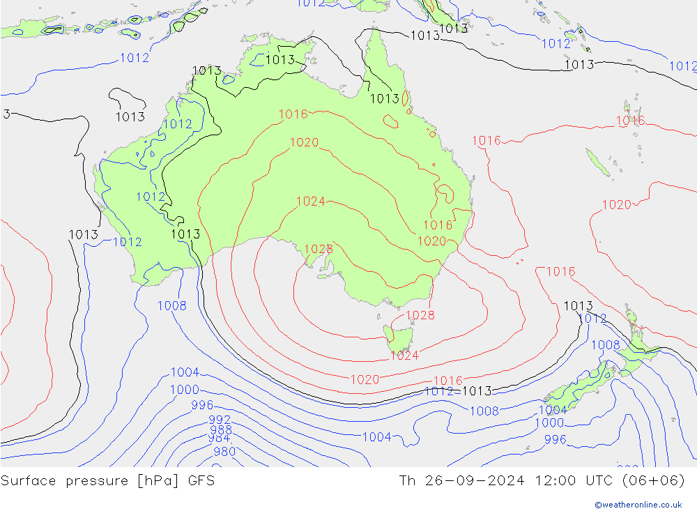 Surface pressure GFS Th 26.09.2024 12 UTC