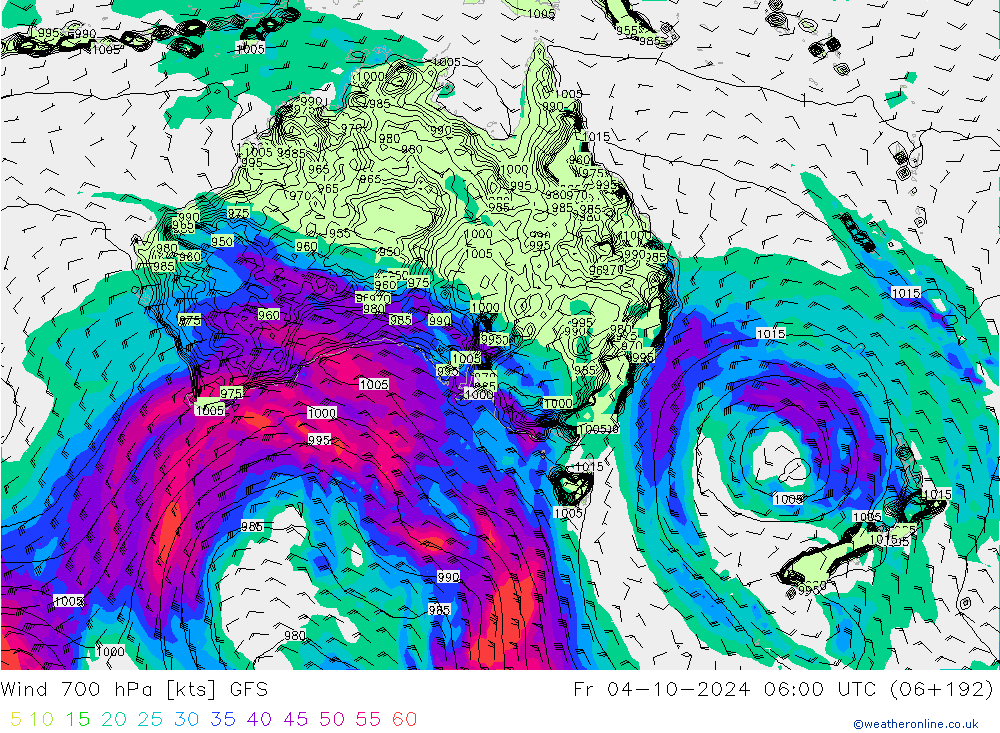 Vento 700 hPa GFS Sex 04.10.2024 06 UTC