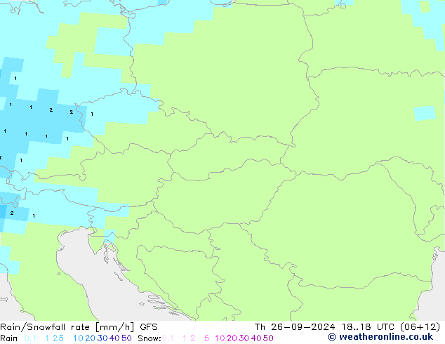 Rain/Snowfall rate GFS jue 26.09.2024 18 UTC