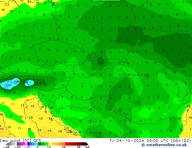 Dauwpunt GFS vr 04.10.2024 06 UTC