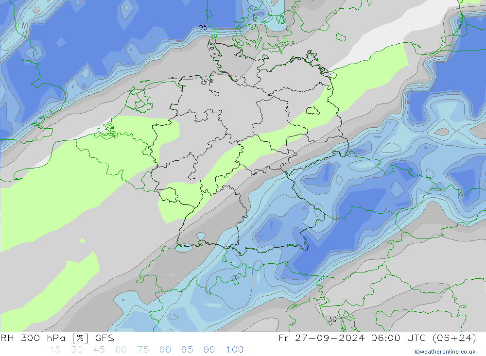 RH 300 hPa GFS ven 27.09.2024 06 UTC