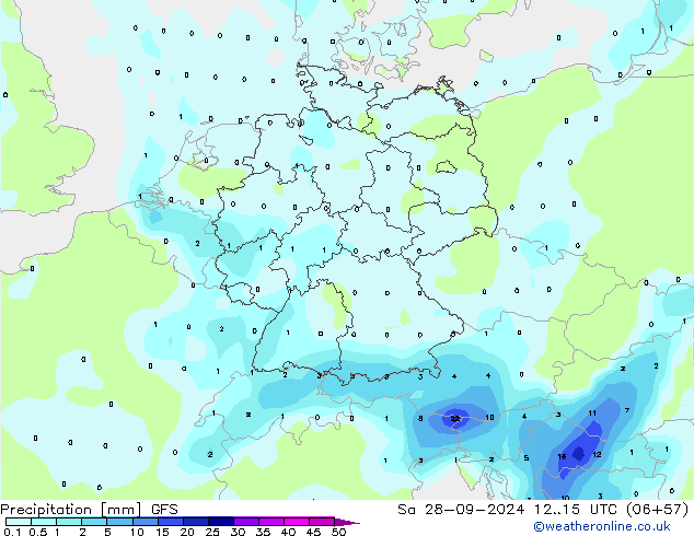 Precipitación GFS sáb 28.09.2024 15 UTC