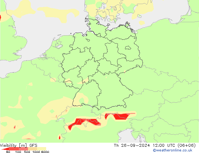 Visibility GFS Th 26.09.2024 12 UTC