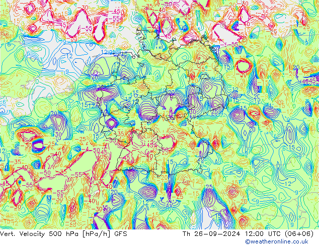 Vert. Velocity 500 hPa GFS gio 26.09.2024 12 UTC