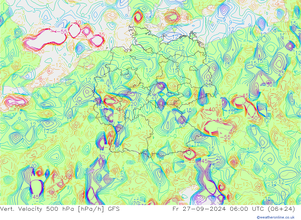 Vert. Velocity 500 hPa GFS ven 27.09.2024 06 UTC
