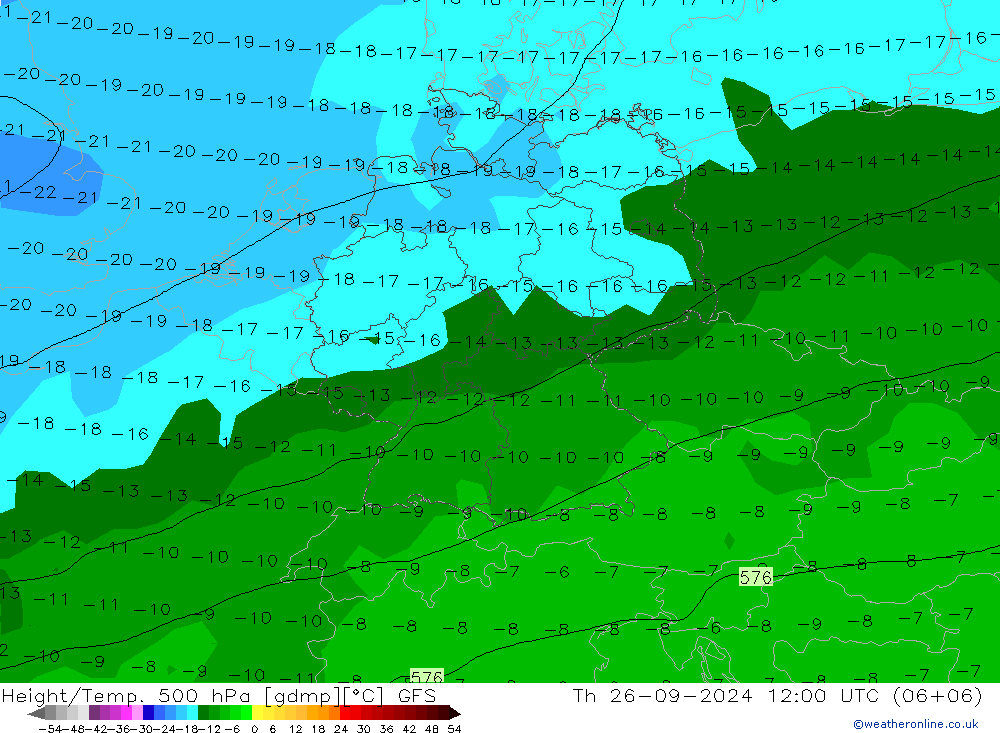 Géop./Temp. 500 hPa GFS jeu 26.09.2024 12 UTC