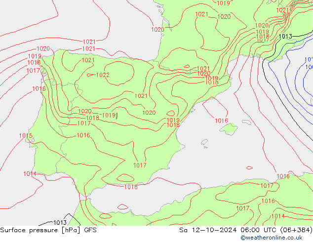 GFS: sab 12.10.2024 06 UTC