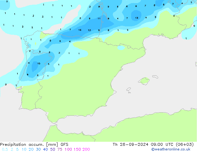 Precipitation accum. GFS Сентябрь 2024