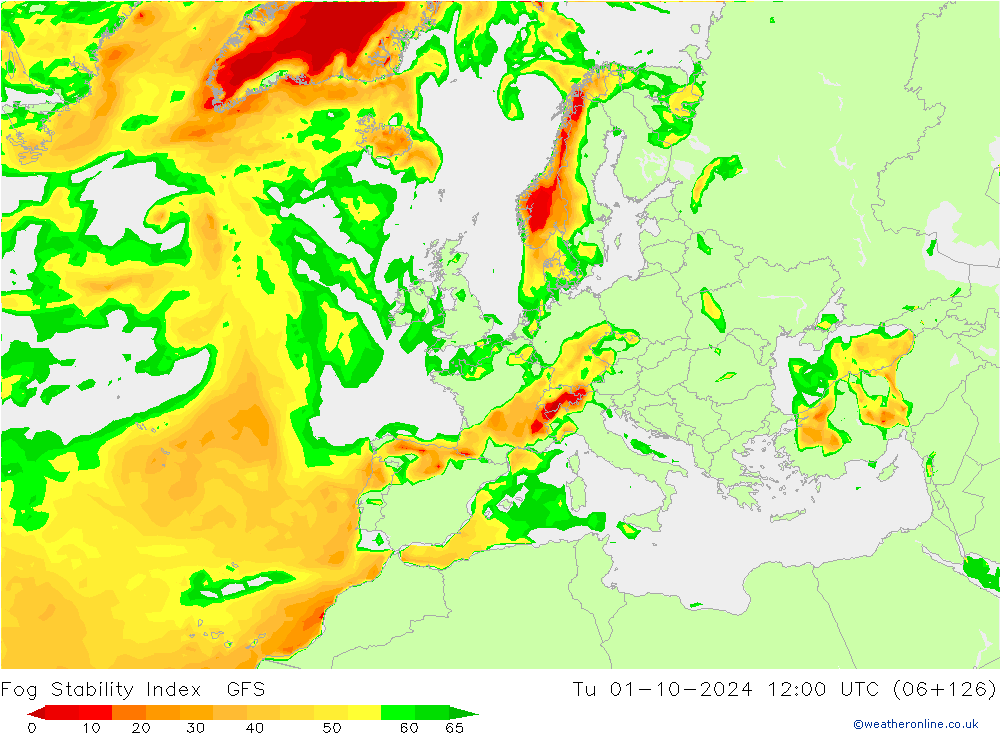 Fog Stability Index GFS di 01.10.2024 12 UTC