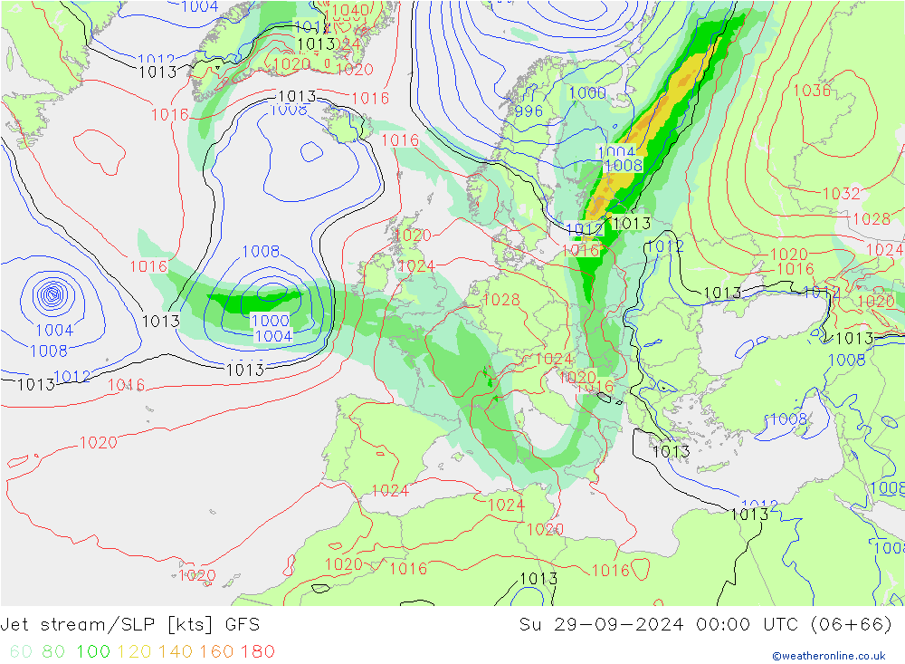 Jet stream/SLP GFS Ne 29.09.2024 00 UTC